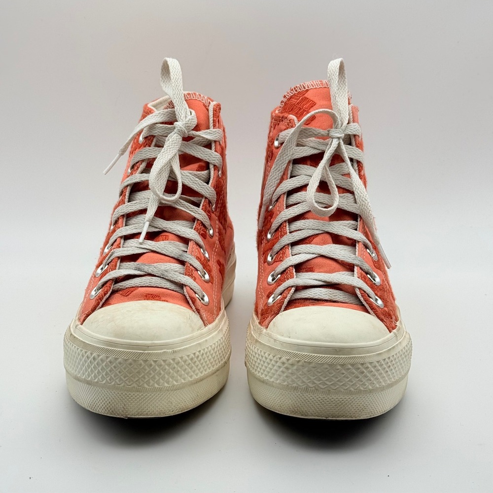 Converse Chuck Taylor All Star Lift Women 7 Orange Embroidered Platform High Top - Picture 4 of 8